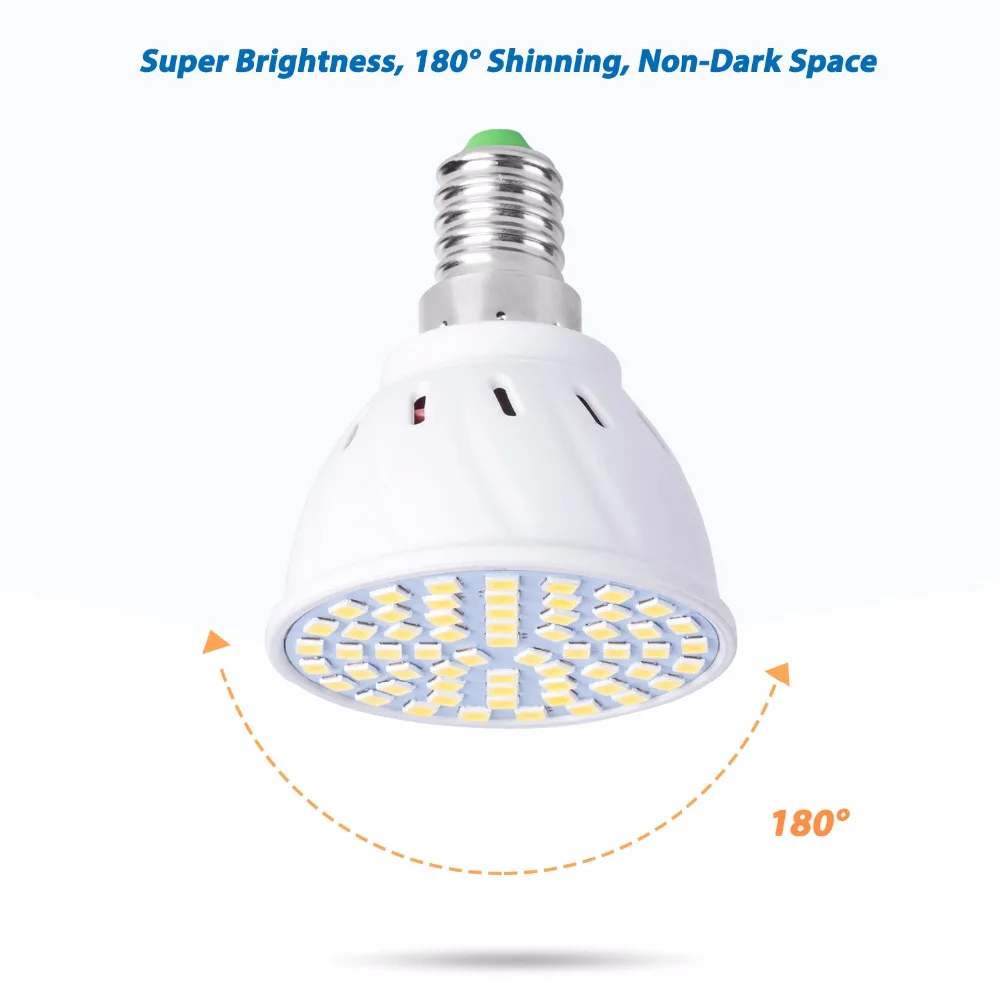 GU10 LED E27 Lamp E14 Spotlight Bulb 48 60 80leds lampara 220V GU 10 bombillas led MR16 gu5.3 Lampada Spot light B22 5W 7W 9W 3