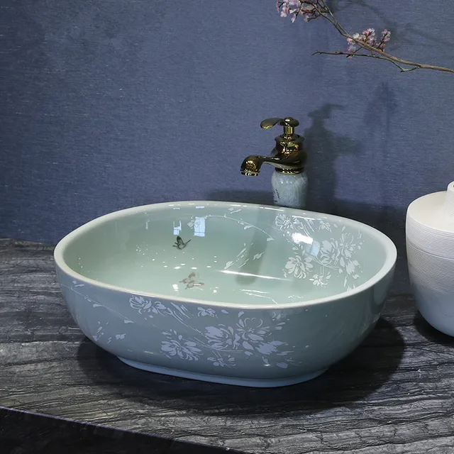 Europe Style Handmade Countertop Basin Bathroom Sink Ceramic Wash Europe Style Handmade Countertop Basin Bathroom Sink Ceramic Wash Porcelain Outdoor Garden Sinks Oval