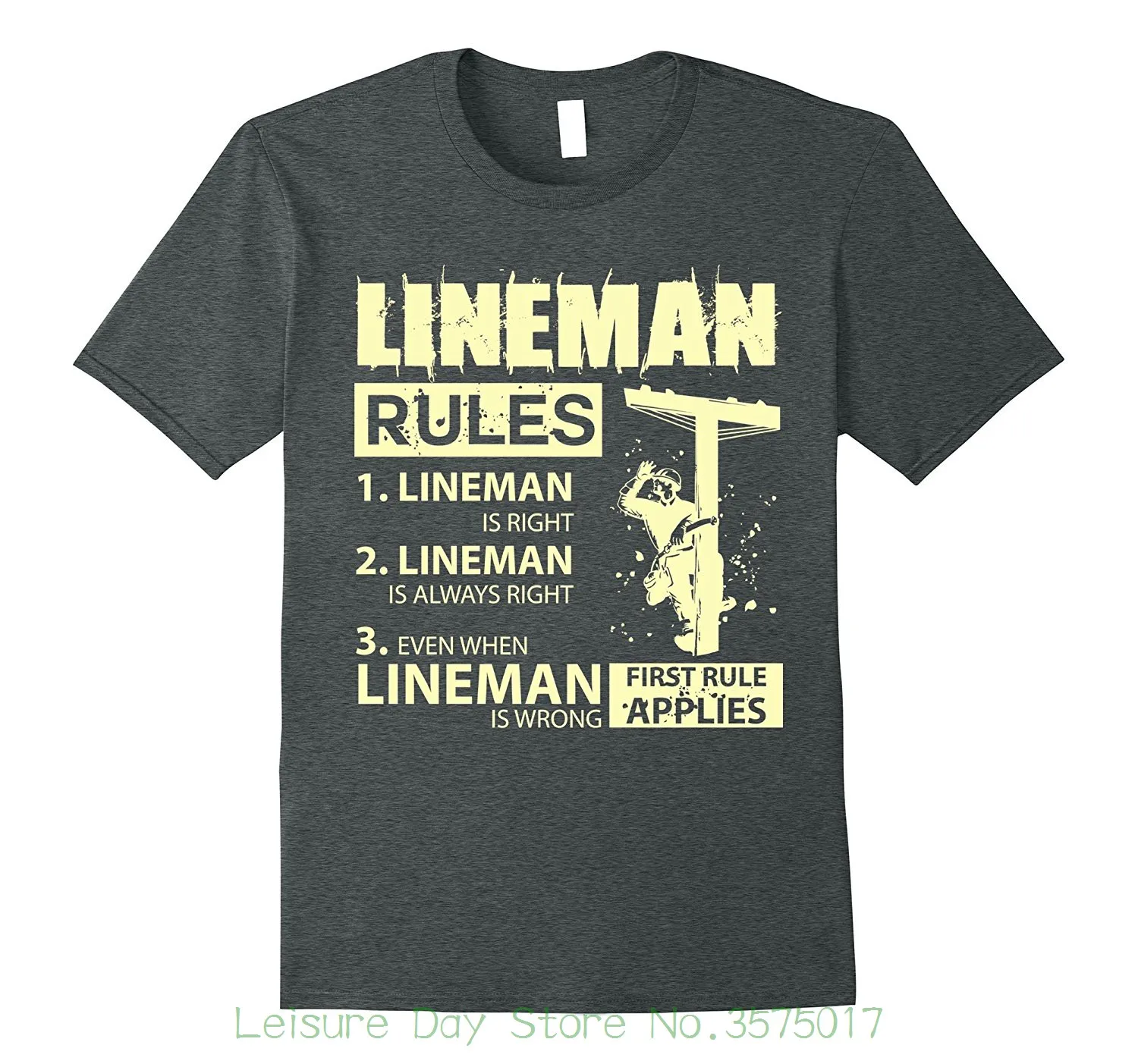 High Quality Casual Printing Tee Mens Lineman T shirt Funny Lineman
