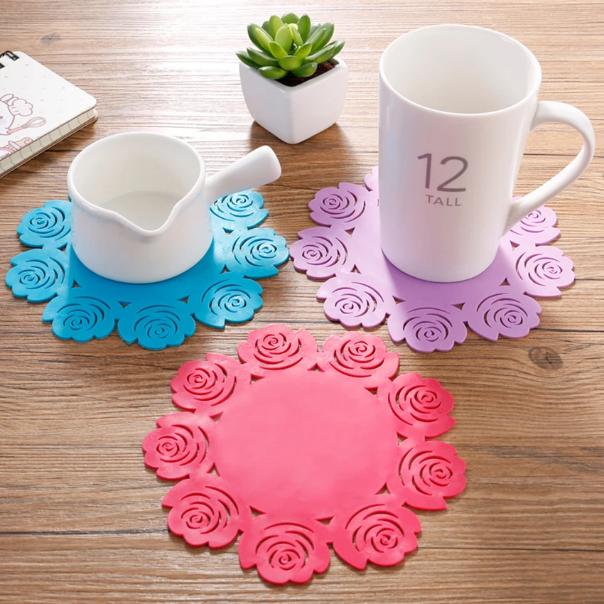 1PC Lace Flower Hollow Doilies Silicone Coaster Coffee Table Cup Mats Pad Placemat Kitchen Accessories Cooking Tools | Дом и сад