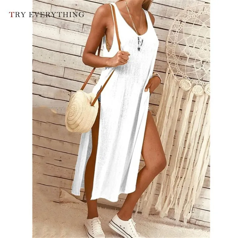 

Yellow Maxi Beach Dress Women Summer 2019 Plus Size Cotton Casual Dress Ladies Strap High Split Sexy Long Dresses For Women 3XL