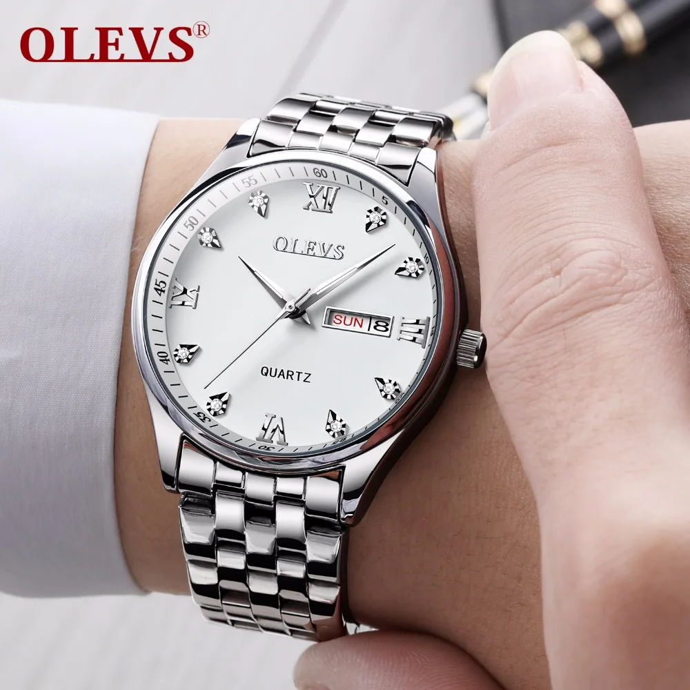 

OLEVS Brand Quartz Men Watches Automatic Calendar Watch Stainless Steel Diver Swim Water Resistant Wrist Watch relojes hombre