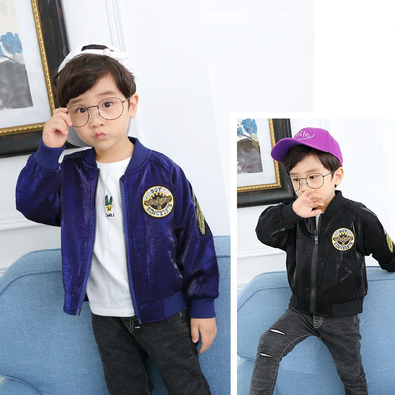 

2019 Spring Boy Black Jacket Baseball Uniform Jacket Children's Clothing Autumn New Children's Shirt
