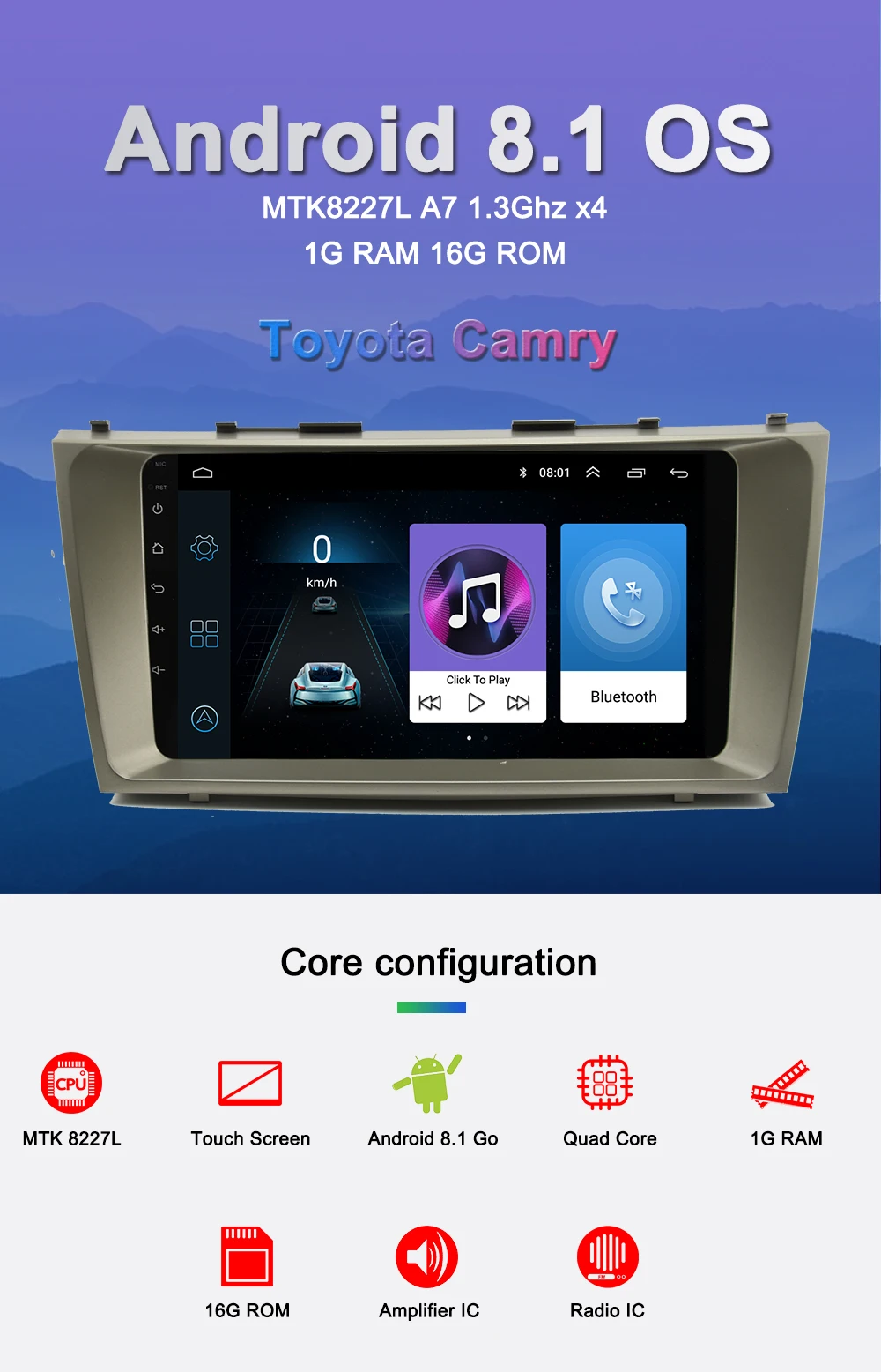 Sale Navivox Android 8.1 Car Stereo GPS DVD Player For Toyota Camry 2008 2009 2010 2011 2Din GPS Navigation Car Radio Tapte Recorder 0