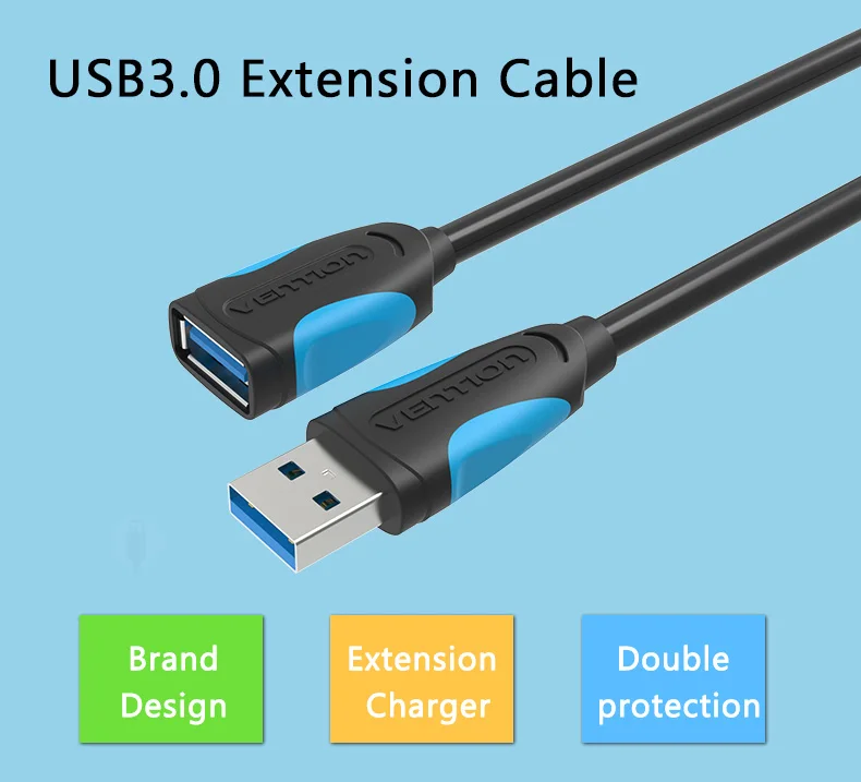 Кабель Vention USB 3,0, Суперскоростной USB кабель-удлинитель 2,0 «Папа-мама», 0,5 м, 1 м, 2 м, 3 м, USB кабель-удлинитель для передачи данных и синхронизации