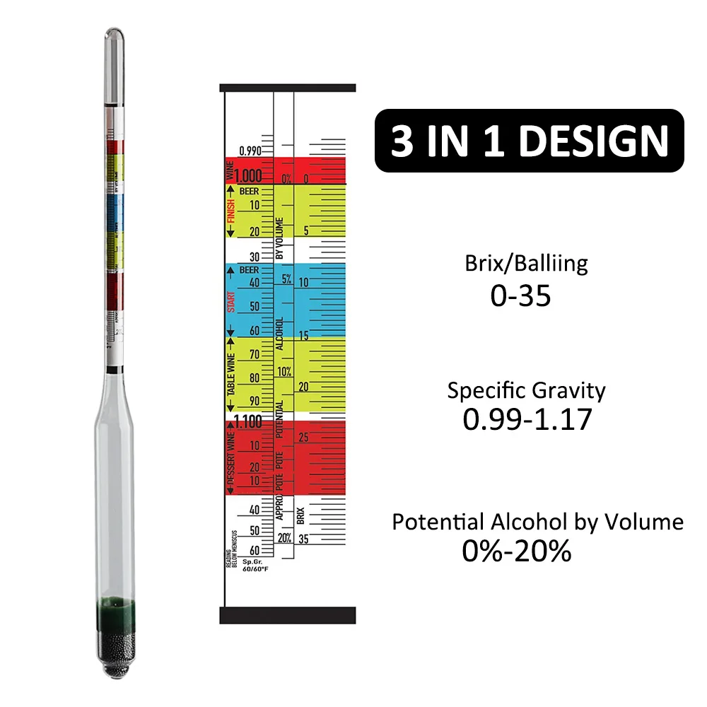 Description Picture 6 of item3 Scale Hydrometer Making Triple Scale hydrometer  &250ML Graduated Cylinder Testing for beer and wine,home brewing