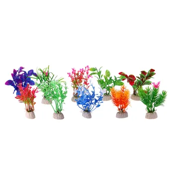 

10pcs Aquarium Water Grass 10 tyles Artificial Water Plant Lovely Simulation Fish Tank Decoration Ornament aquarium accessories