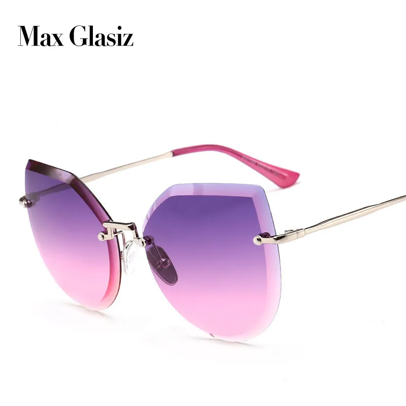 

Rimless Fashion Cat Eye Sunglasses Women Designer Eyewear Metal UV400 Sun Glasses Female Colorful Gradient Lunette De Soleil