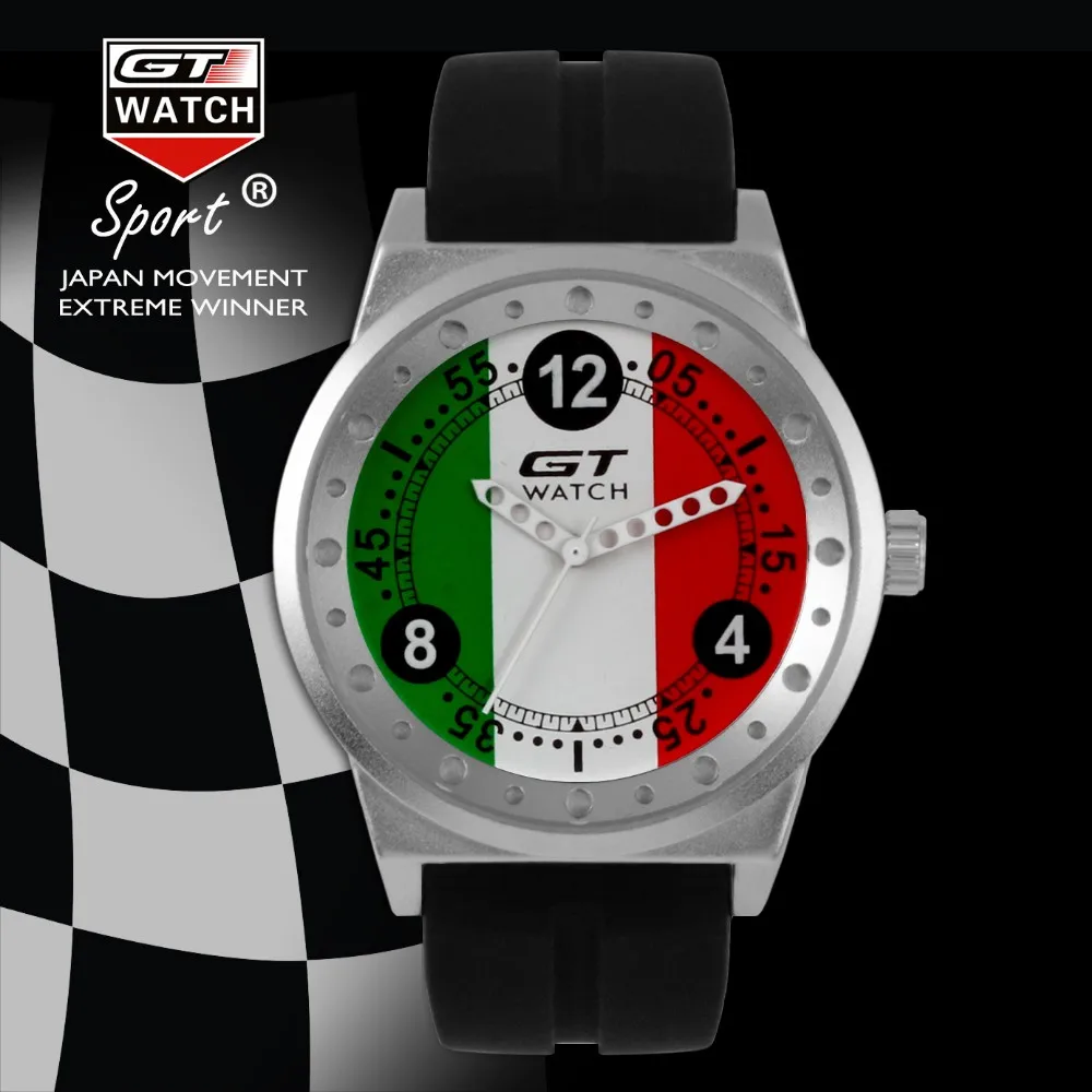 GT часы мужские модные брендовые часы Флаг Германии F1 Спортивные часы силиконовый ремешок Кварцевые часы relogio masculino reloj hombre