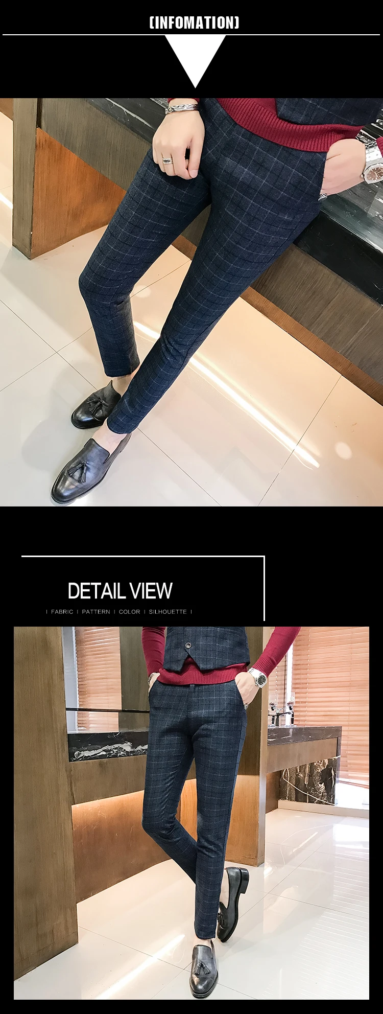 Мужские строгие брюки размер S M L XL 2XL 3XL 4XL 5 XL темно-синие модные деловые мужские клетчатые брюки удобные и элегантные
