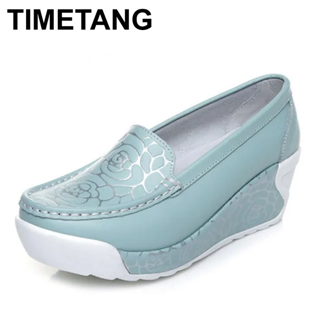 $US $16.58 TIMETANG New spring summer style soft women genuine leather shoes fashion print women pumps shoes f