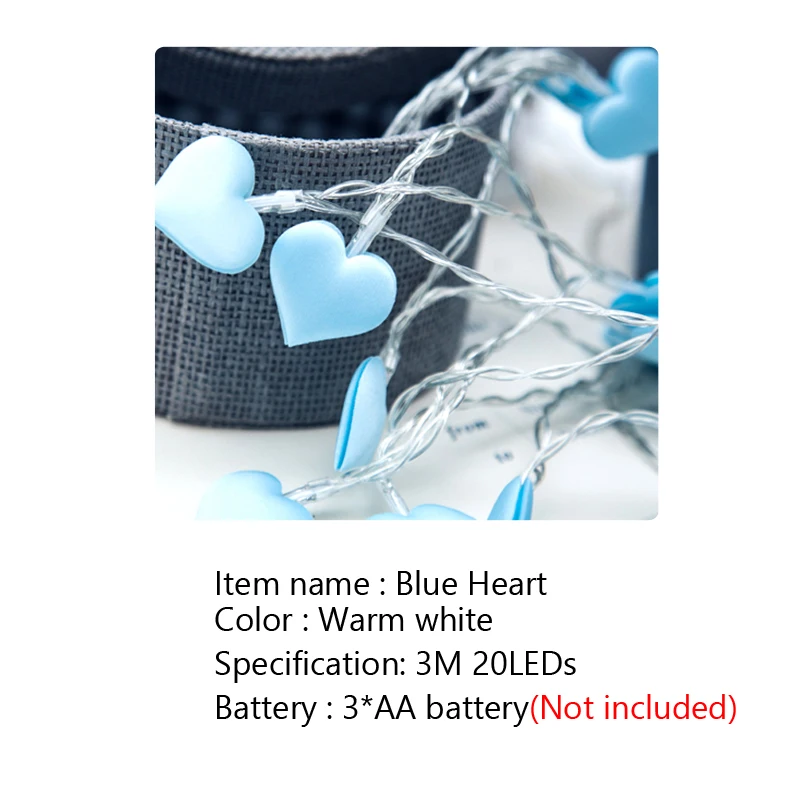 blue heart Xsky 2 м светодиодная светящаяся гирлянда земная Фея огни Сердце Любовь Роза цветок кленовые листья пробковая винная бутылка, лампа Рождественские Праздничные огни - Испускаемый цвет: blue heart