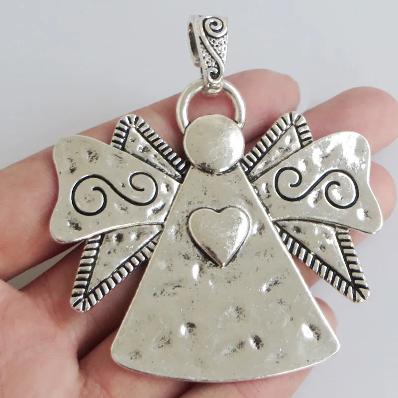 75pcs Fashion Jewelry Antique Silver Large Angel Charms Pendants 63