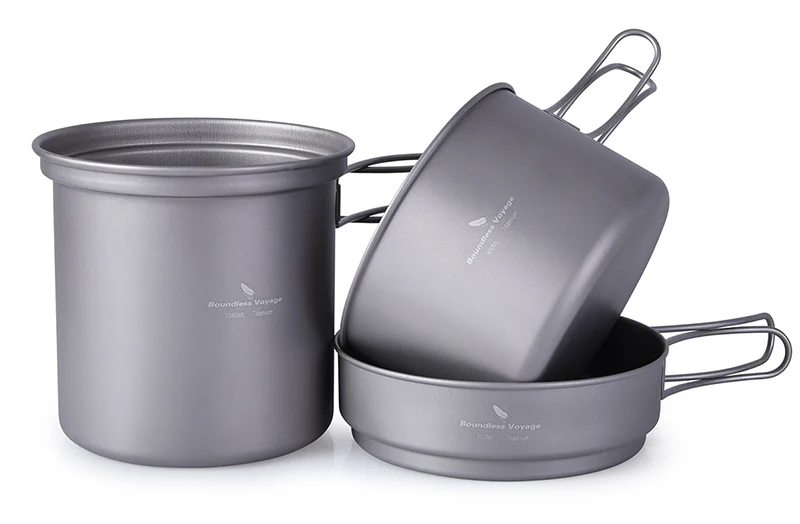 Dobrável de Acampamento ao ar Panela de Sopa Viagem sem Limites Set com Cabo Titanium Pot Pan Livre Kit Bagunça Piquenique Panelas Frigideira Tigela 21 Esporte e Lazer