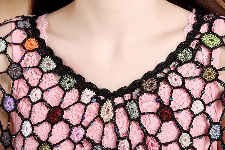 Summer Style Ice Silk Thin Lace Blouse Lady Sunscreen Crochet Shawl Hollow Out Flower Patterns Cape shirts blusas womens shirts and blouses