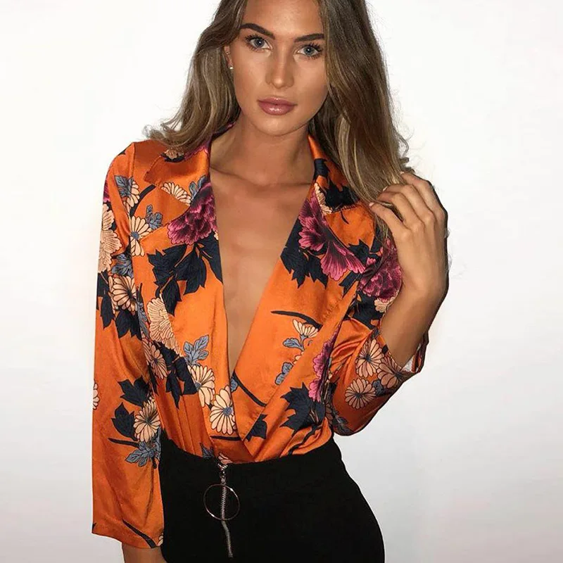 

Missufe Notched Floral Print Bodysuits Women Boho Beachwear Catsuit Summer Overalls Female Jumpsuit 2018 Romper Womens Bodysuit