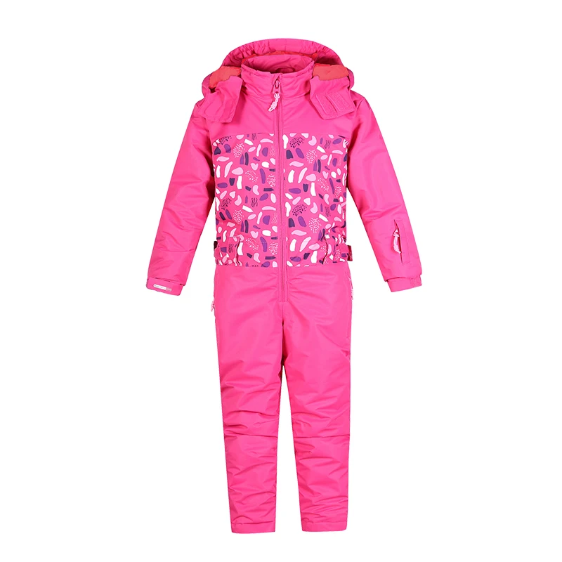Dollplus/детский лыжный костюм для мальчиков и девочек; водонепроницаемый ветрозащитный лыжный костюм для сноуборда; зимний теплый комплект одежды для детей из одного предмета с капюшоном - Цвет: 81810 Pink