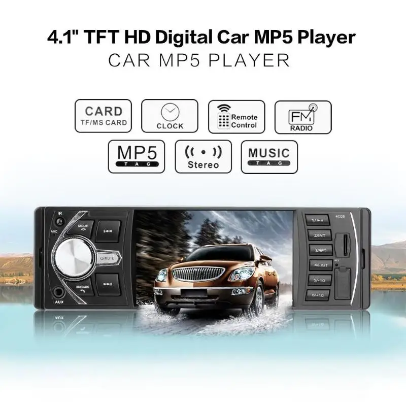 Автомобильный сенсорный дисплей VODOOL Bluetooth 4 дюйма 1DIN MP3 MP4 MP5 видео аудио радио