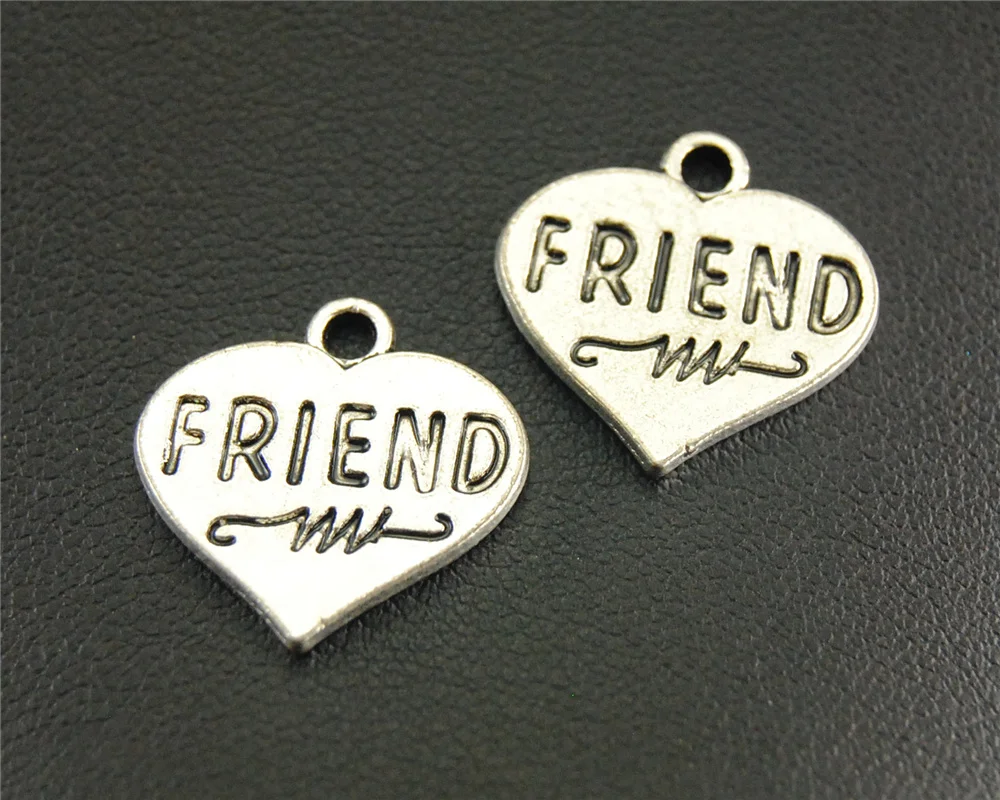 

10pcs Zinc Alloy Antique Silver Friend Heart Charms Jewelry Making DIY Handmade Craft A803