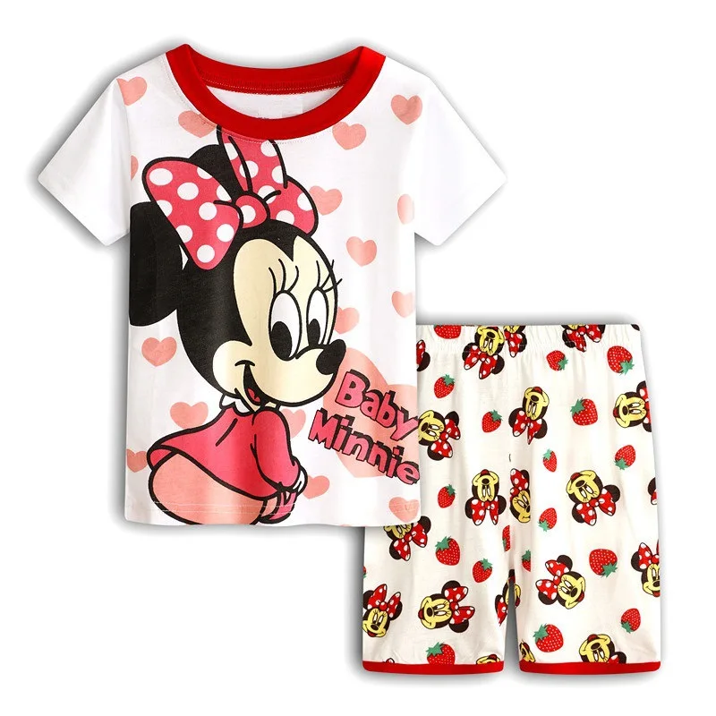 

2019 Homewear Pajamas Cartoon Cotton Minnie Baby Girl T-shirt Shorts Kid Clothing Summer Children Pajamas Sets