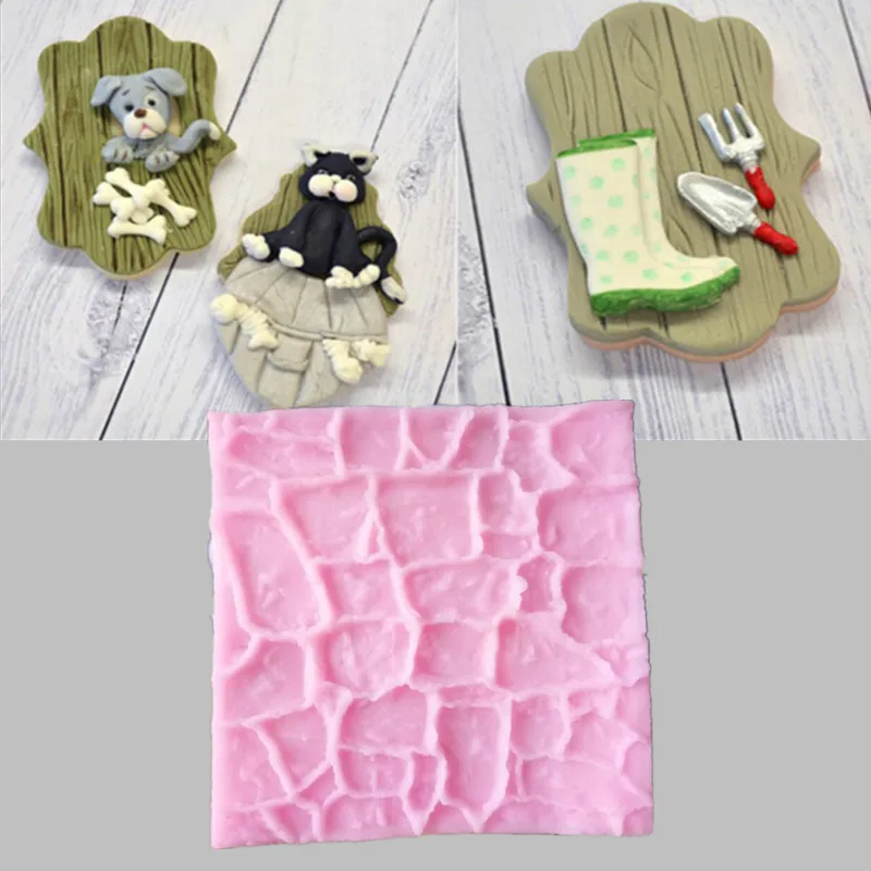 

Cobble Stone Wall Impression Silicone Cake mold Fondant Pastry Cookie Embosser Kitchen Baking Mould Decoration Tools DIY