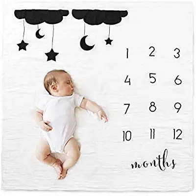 Couverture d'étape de nouveau-né | Accessoires Photo de lune, tissu de fond, croissance mensuelle infantile, anniversaire