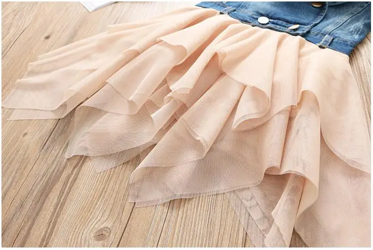 Джинсовое платье для девочек Весенний костюм для детей, джинсовое платье-рубашка для девочек эксклюзивная Корейская балетная пачка, платье для детей от 2 до 8 лет