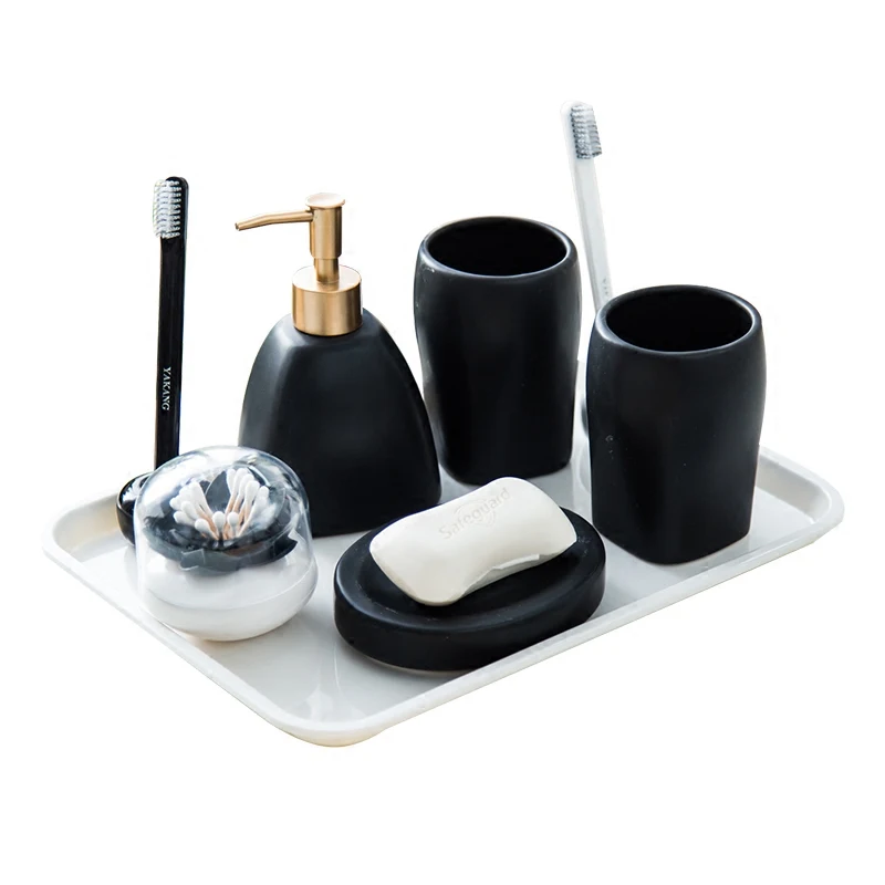 Китайский набор из шести предметов, набор керамических аксессуаров для ванной комнаты, диспенсер для мыла/держатель для зубной щетки/стакан/мыльница, Товары для ванной комнаты