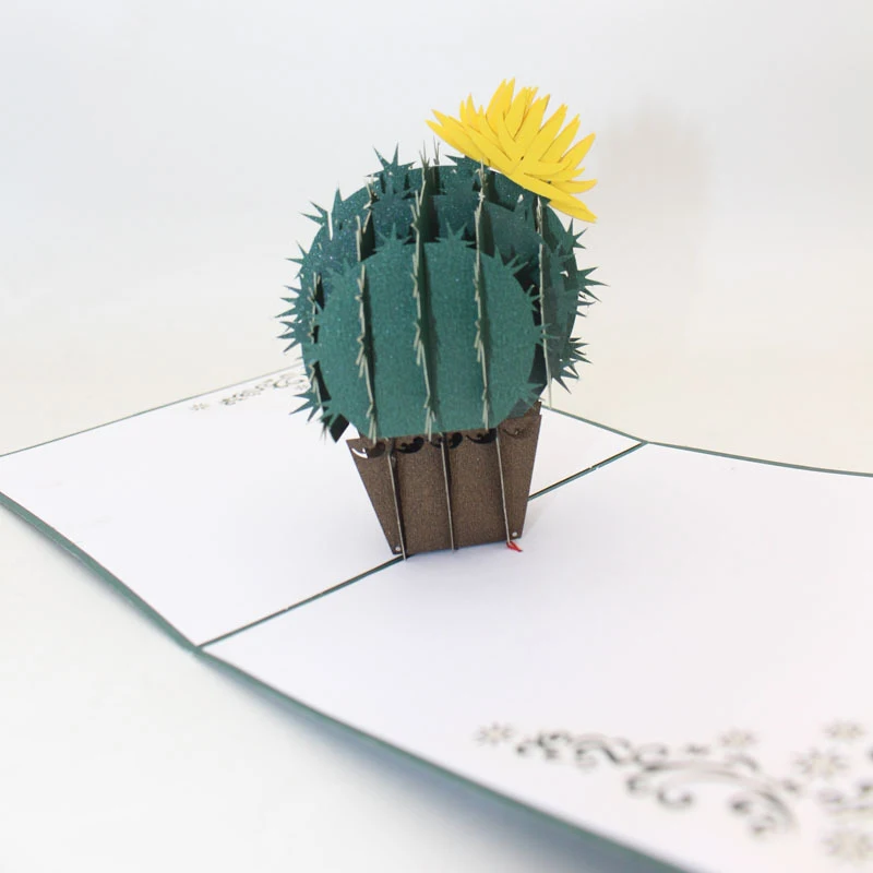  3D Laser Cut Handmade Plant Flowering Cactus Birthday Party Paper Invitation Greeting Cards Postcar - 33016243640
