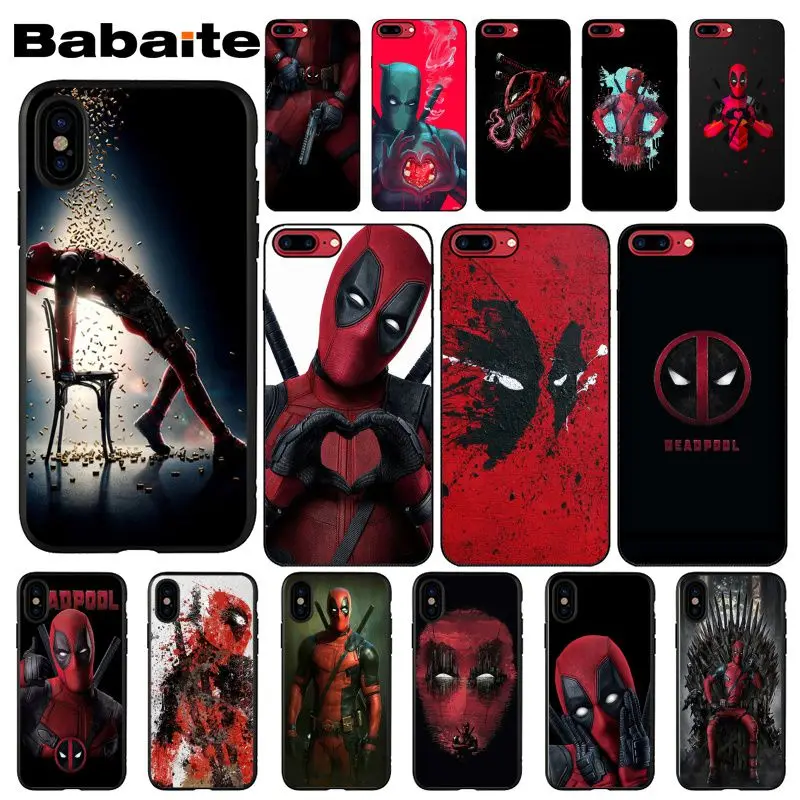 

Babaite Cool Marvel Hero Deadpool Soft Silicone black Phone Case for iPhone X XS MAX 6 6S 7 7plus 8 8Plus 5 5S XR