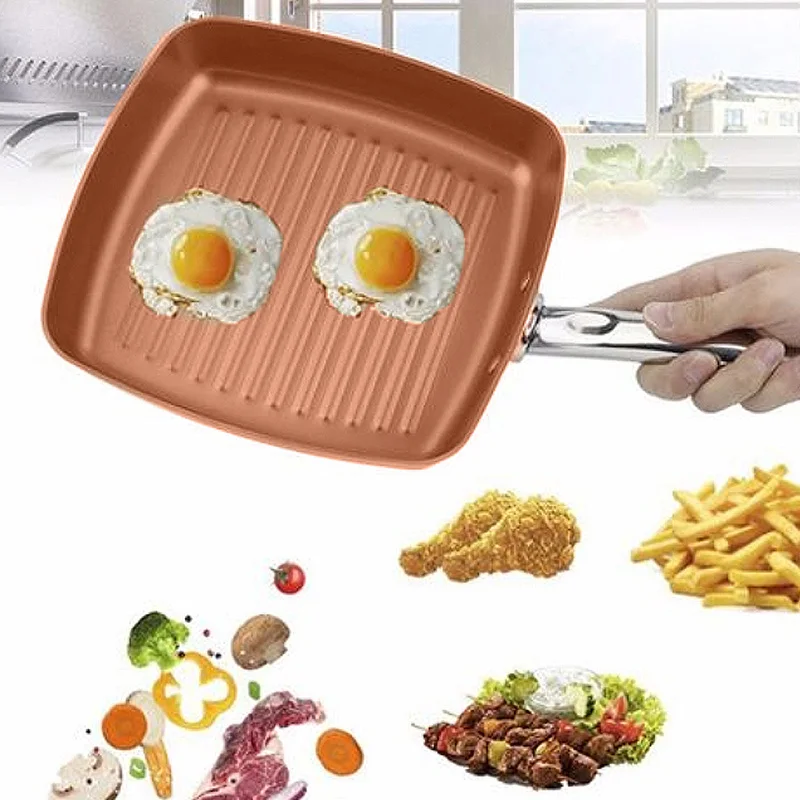 Антипригарные медные сковороды квадратные Сковороды с керамическим покрытием