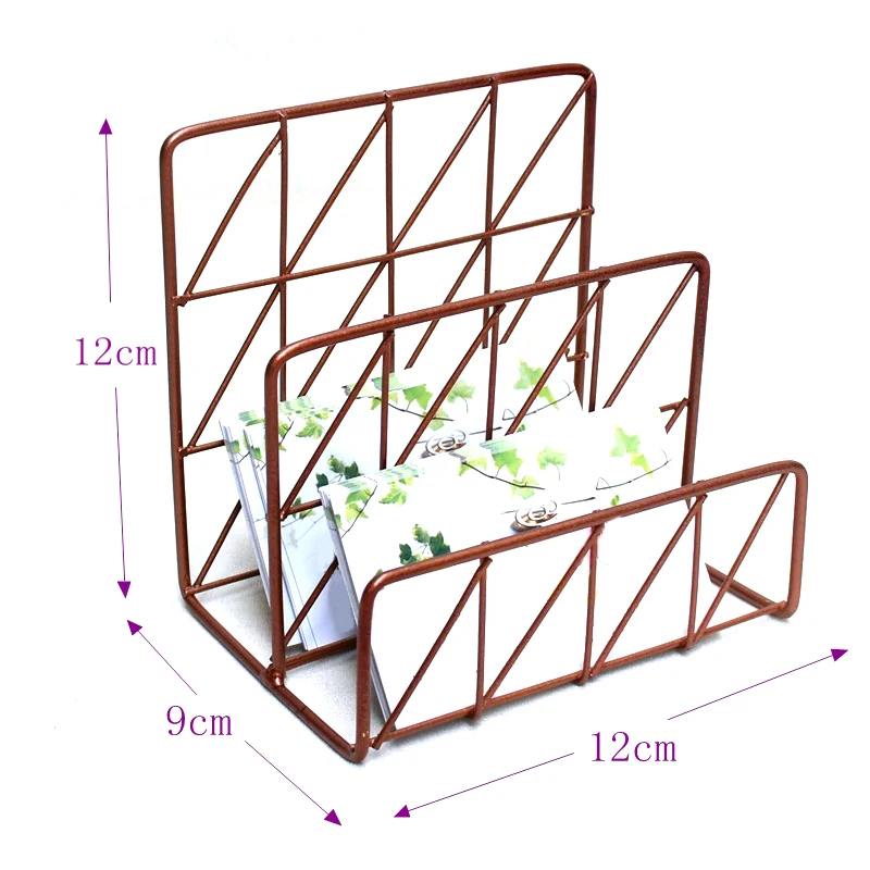 Rose Golden Office School Supplies Letter Holder Organizer Envelope Sorter Mesh Wire Metal Letter Memo Holder Small 10pcs/set