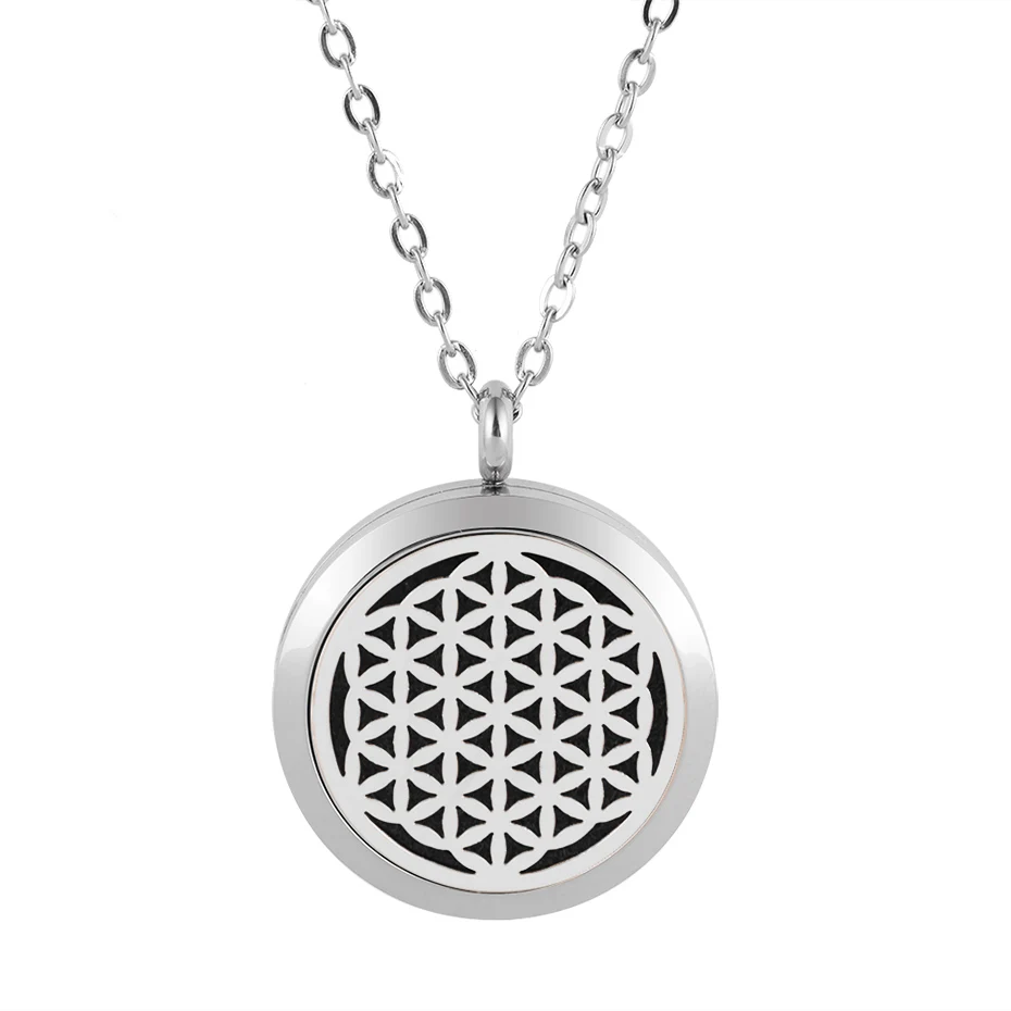flower of life diffuser necklace silver gold rose gold 20mm 25mm 30mm locket jewelry (1)
