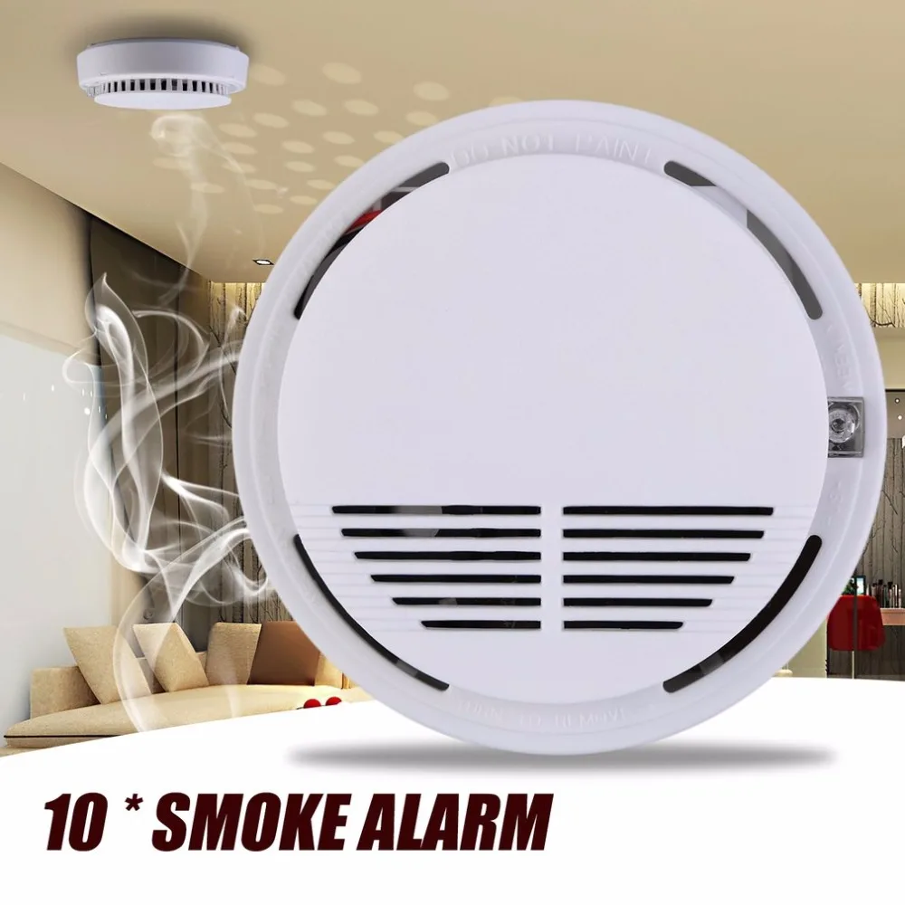 

10pcs High Sensitivity Wireless Photoelectric Smoke Detector High Sensitive Stable Fire Alarm Sensor Monitor for Home Security