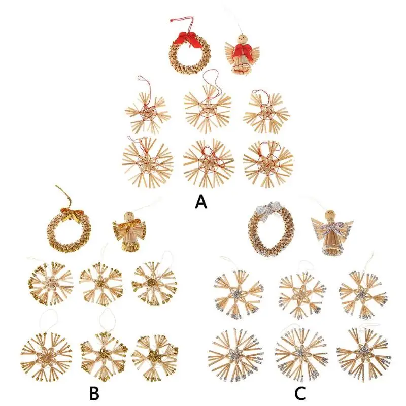 Творческий Рождественский пшеницы соломы гирлянды Ангел елка с орнаментом Главная Xmas Новый год вечерние украшения, подарки