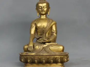 

12'' China Tibet Bronze Shakyamuni Buddha Hold Phurba Dagger Statue