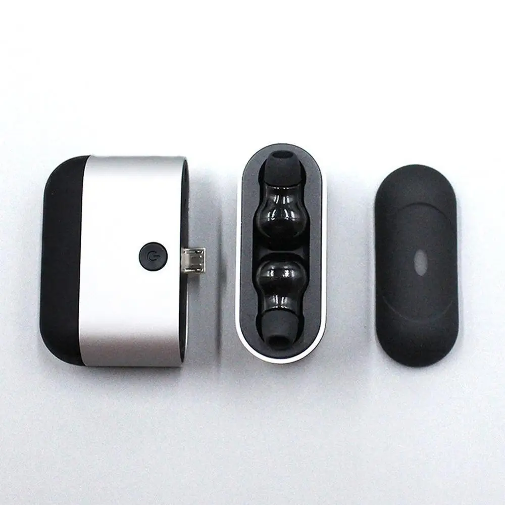 Silver Black DOITOP Мини Беспроводная bluetooth-гарнитура с зарядным баком микрофон Hands-Free IPX5 водонепроницаемые спортивные стереонаушники для iPhone - Цвет: Silver Black