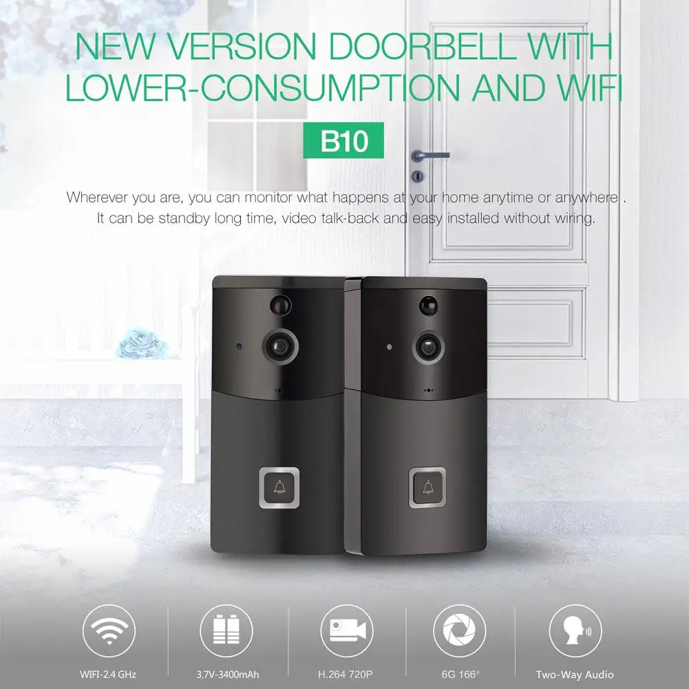 

B10 Smart Wireless Camera Intercom Home Security IR Alarm PIR Motion Sensor Phone Door Bell WiFi Video Doorbell For Apartments