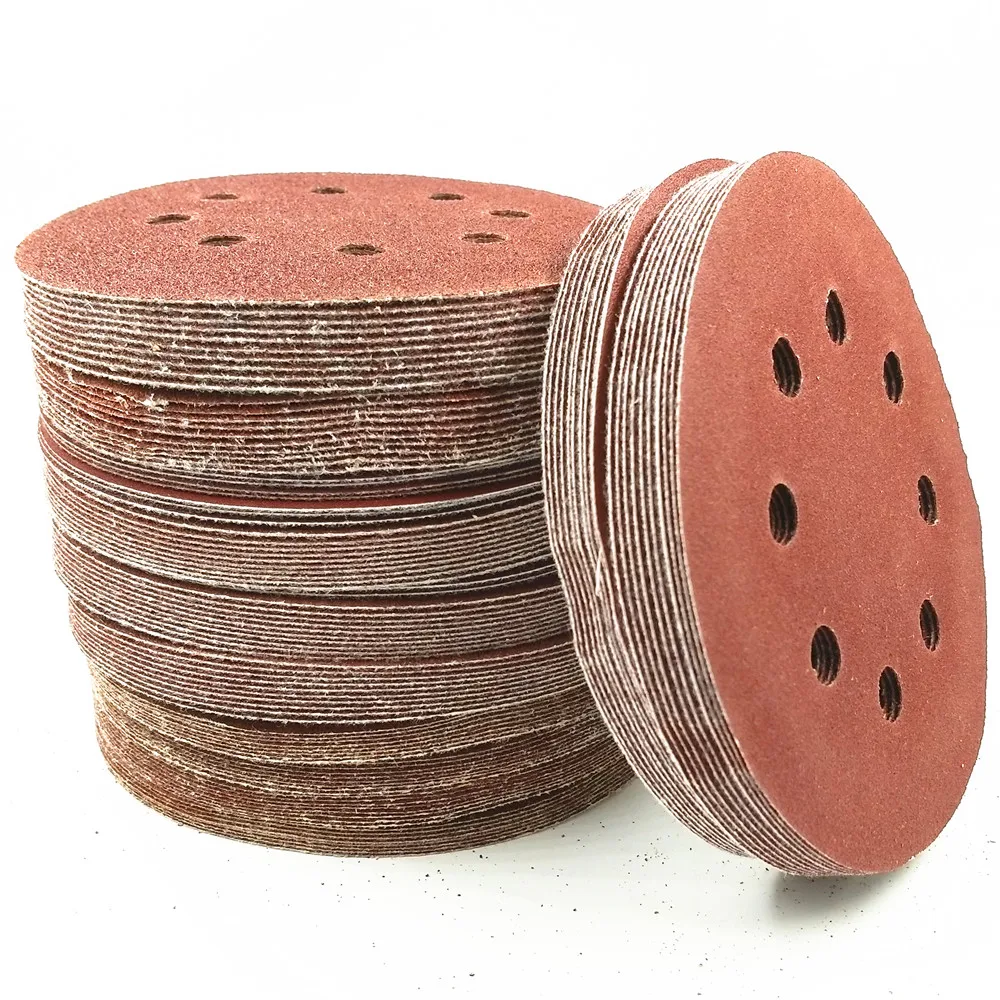 

100 pieces 125mm/5" OD Sanding Paper Disc Abrasive Sand Paper Hook & Loop Power Tools Accessories Grits 60 to 2000