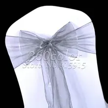 100 шт. серый/серебристый из органзы стул пояса чехлы с бантом; Свадебные вечерние украшения