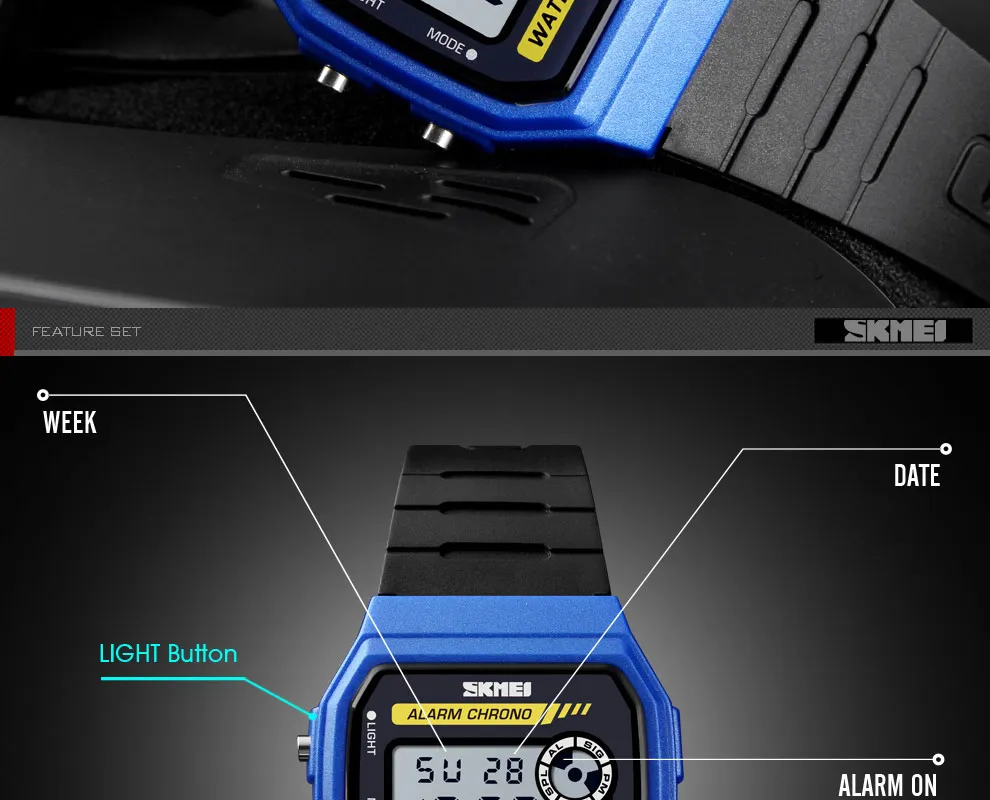 SKMEI 1413 Women Sport Watch Lover Couple Wristwatch Stopwatch Alarm Digital Watch Waterproof PU Strap Watch