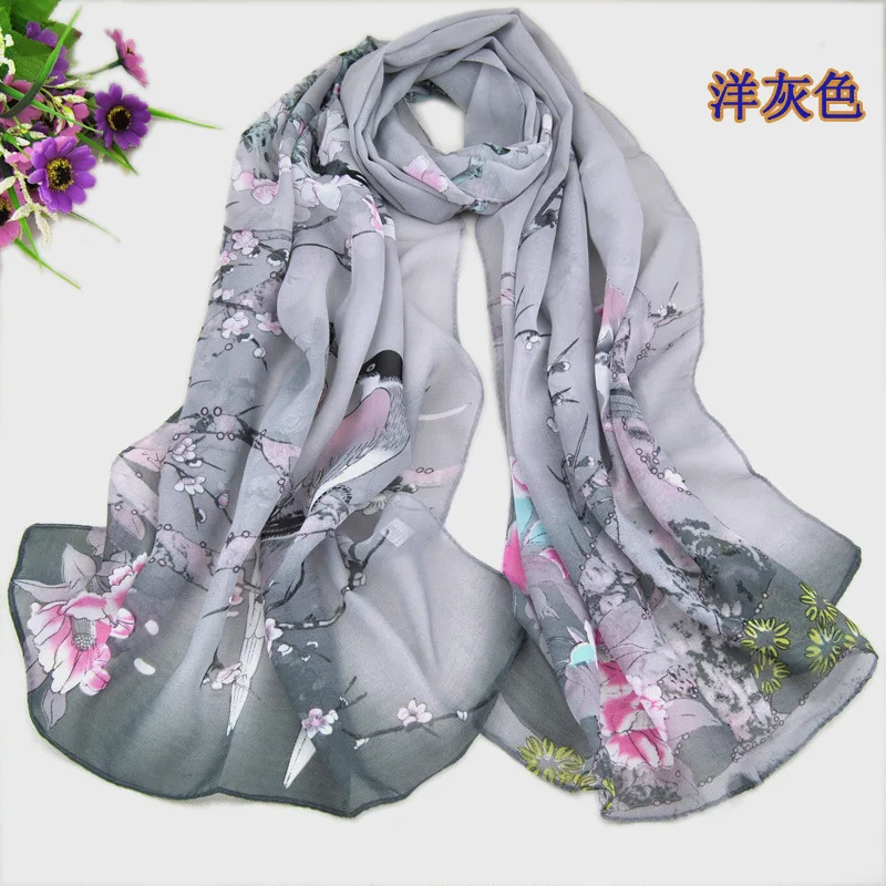 Китайский стиль, сорока, весна, шифон шарфы, шелковый шарф ханьчжоу завод, солнцезащитный крем, высокое качество, тонкие женские шарфы