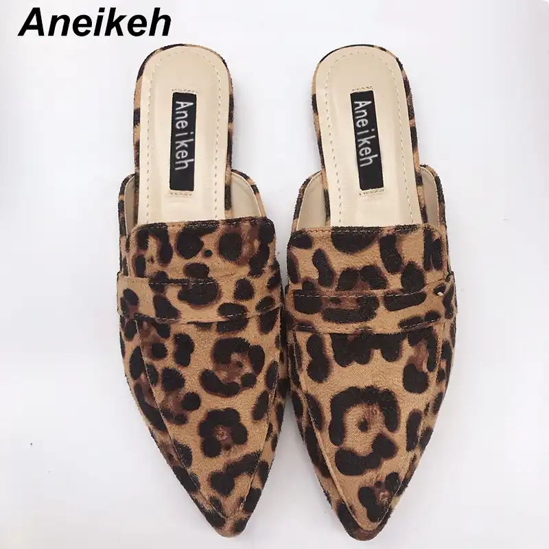 animal print slides mules