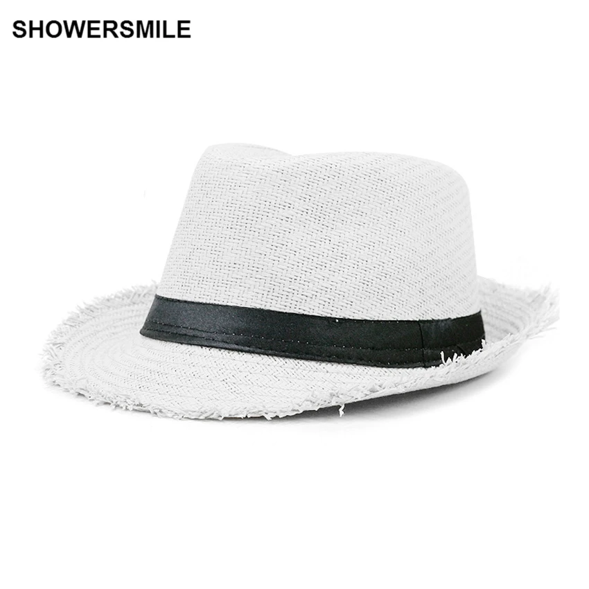 SHOWERSMILE, брендовая соломенная шляпа цвета хаки, мужские панамы, Летние Стильные шляпы от солнца, пляжные праздничные классические мужские головные уборы и кепки