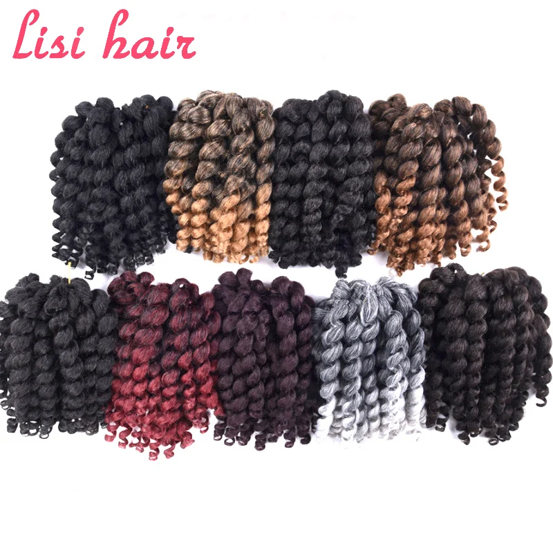 LISI HAIR 8 Lnch Ombre Jumpy Wand кудрявые вязанные крючком 22 ямайские подпрыгивающие