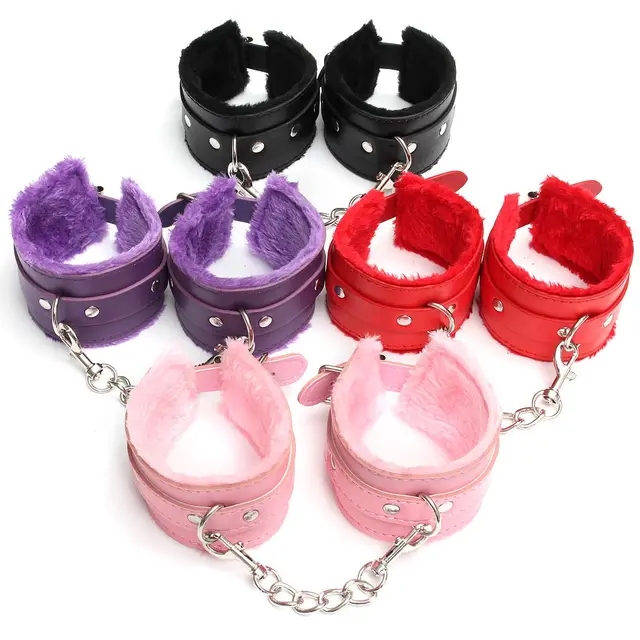 Colorful Sex Handcuffs Pu Leather Wrist Cuffs Sex Adult Game Playchain