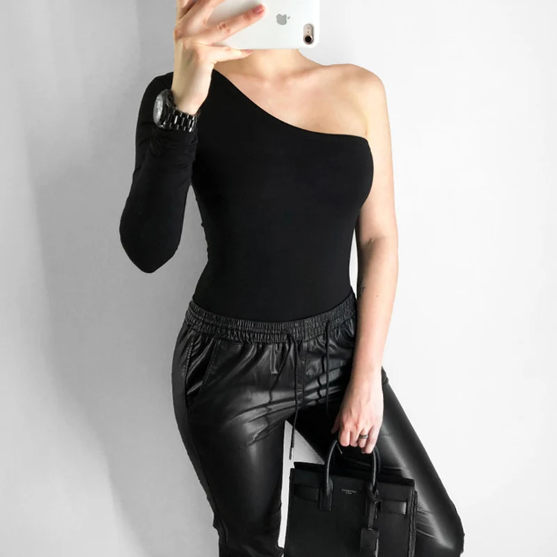 Wixra 2019 جديد حار الربيع الخريف إمرأة ملابس داخلية واحدة الكتف مثير الصلبة العصرية Playsuits للنساء Wixra 2019 جديد حار الربيع الخريف إمرأة ملابس داخلية واحدة الكتف مثير الصلبة العصرية Playsuits للنساء