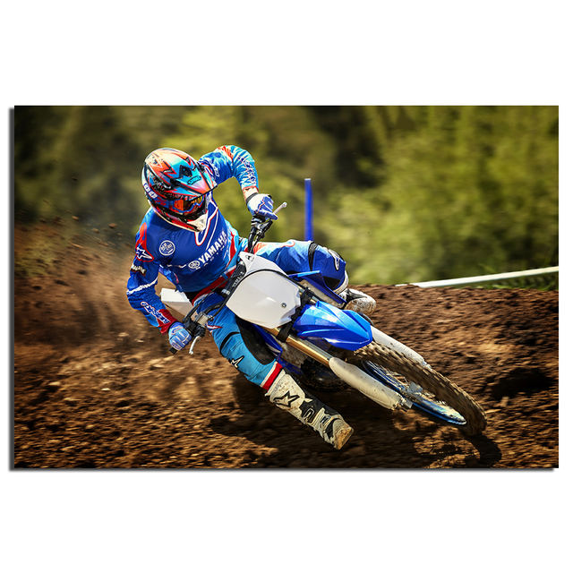 Wall Art Motorcycle Picture Yamaha Motocross Poster Canvas Prints