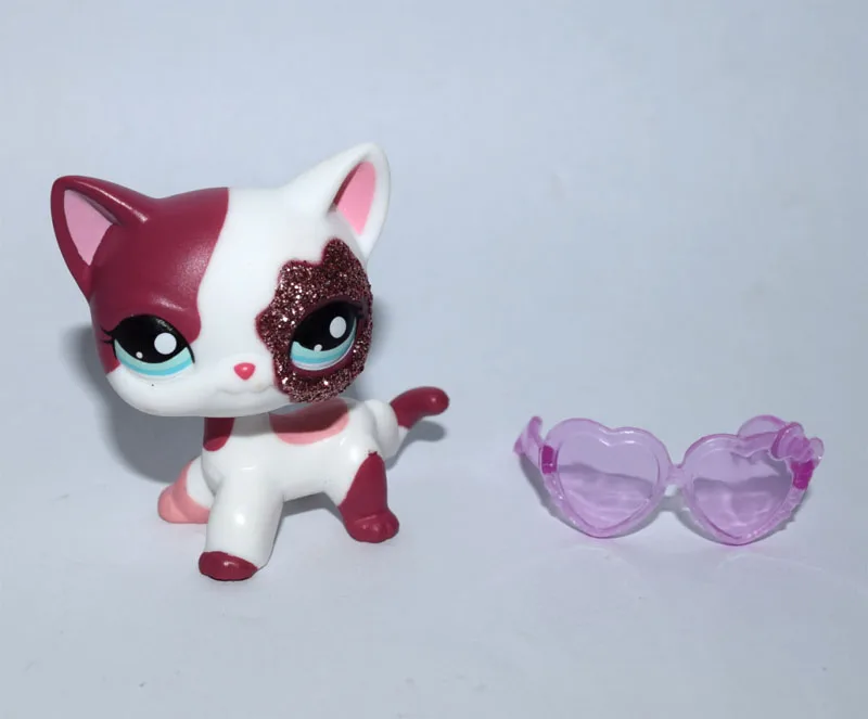 Littlest Pet Shop Sparkle Pink Short Hair Cat With Sunglass Figure Child Toy