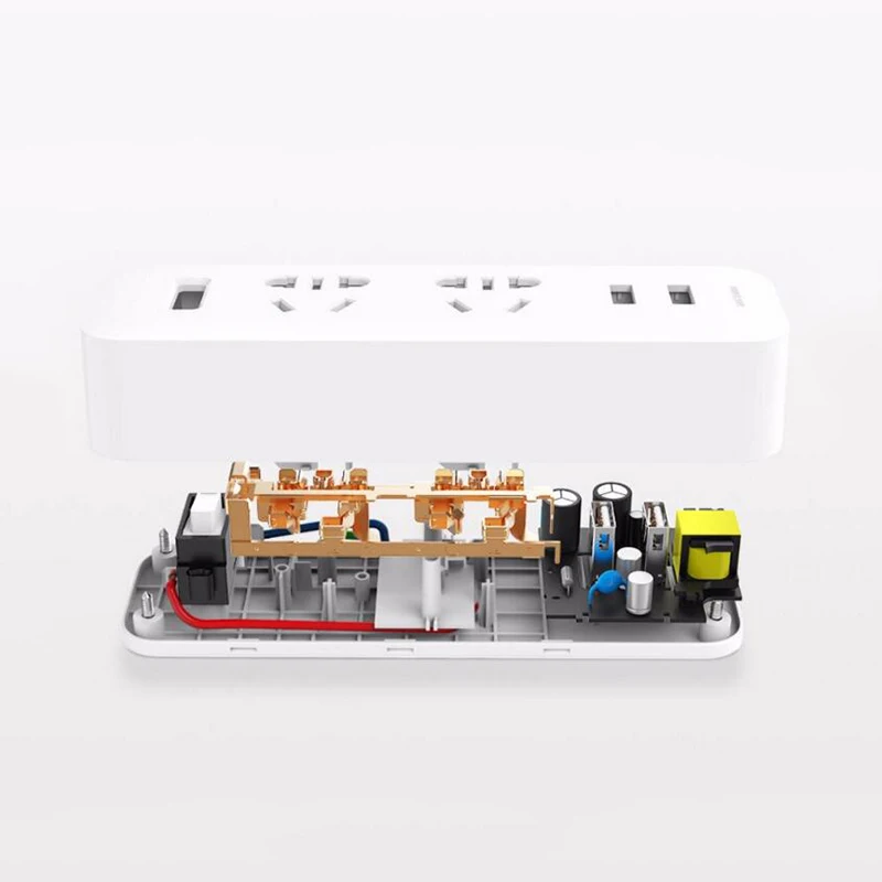 Xiaomi Mijia Мощность полосы Портативный конвертер 2 разъем 10A 250V 2500W 2USB Порты и разъёмы 5V 2.1A быстрой зарядки перегрузки защиты макрообъектива